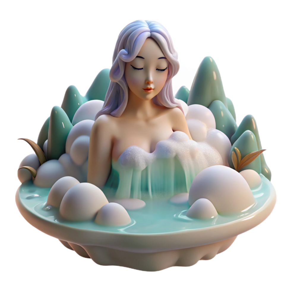 wonderful inspired An ethereal nymph bathing in a waterfall, mist rising, soft lighting, romanticism style png