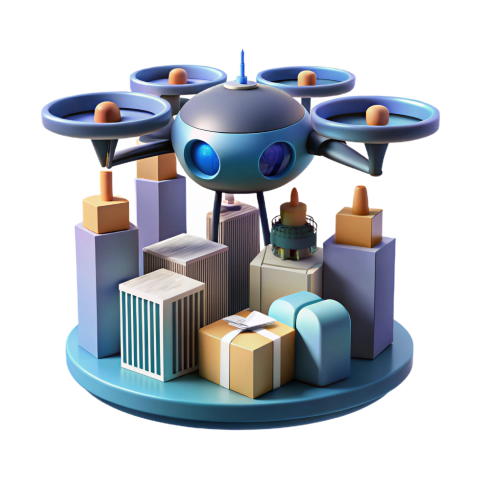 breathtaking traditional A drone delivering a package in a futuristic city, sleek design, daytime lighting, realistic style crisp png