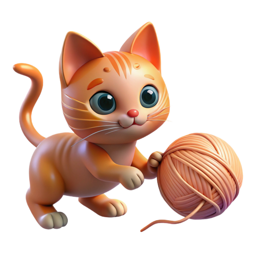 exquisite gothic A playful kitten batting at a ball of yarn, illuminated by warm indoor lighting, rendered in a painterly style top tier png