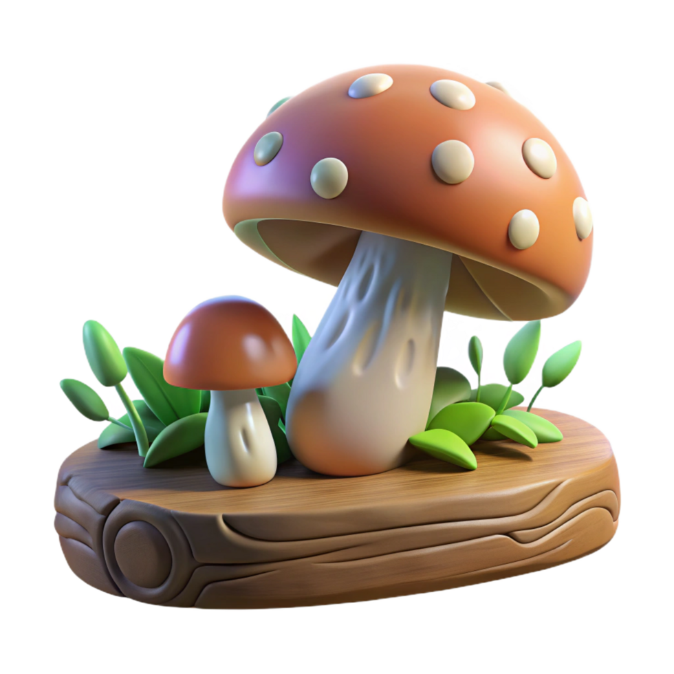 enchanting remarkable A mushroom growing on a fallen log, soft forest light, fantasy art style png