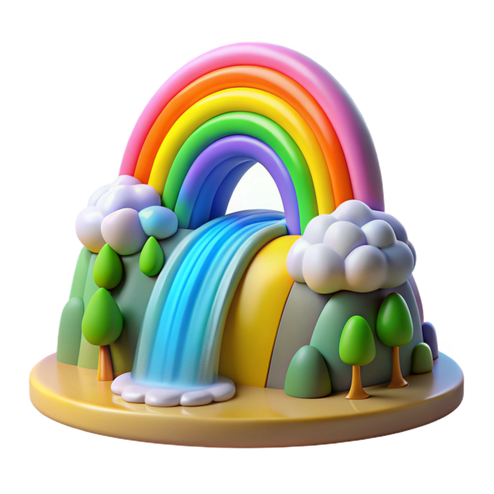 standout futuristic A rainbow arcing over a waterfall, vibrant and colorful, magical and whimsical style 4K png