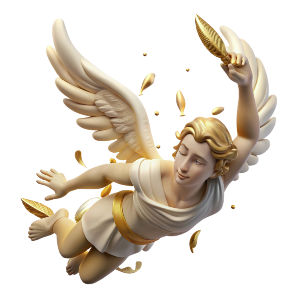 quintessential gothic Icarus falling from the sky, feathers scattered, wax melting, Renaissance style, tragic, golden lighting, masterfully captured png