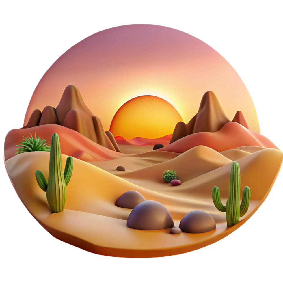sumptuous exemplary A desert landscape at sunset, warm and vibrant colors, dramatic and expansive, landscape photography style png