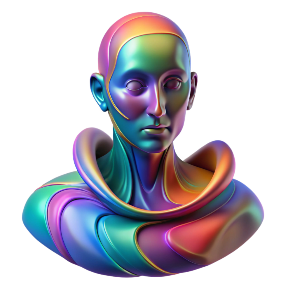 radiant mid century Portrait of an abstract figure composed of swirling colors and shapes, lit by an otherworldly glow, in an abstract expressionist style handcrafted png