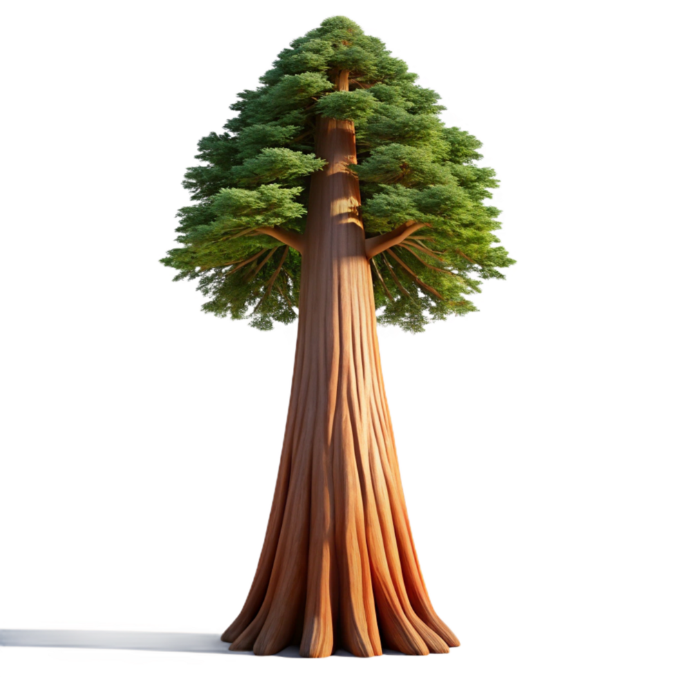 bold radiant A giant sequoia tree reaching towards the sky, majestic and imposing, realistic style, dappled sunlight fine detail png