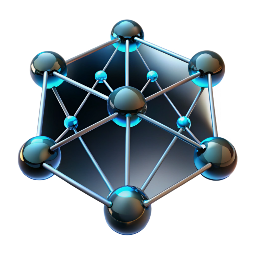 energetic picturesque A network of interconnected nodes, glowing lines of data flow, dark, moody lighting, abstract style professional png