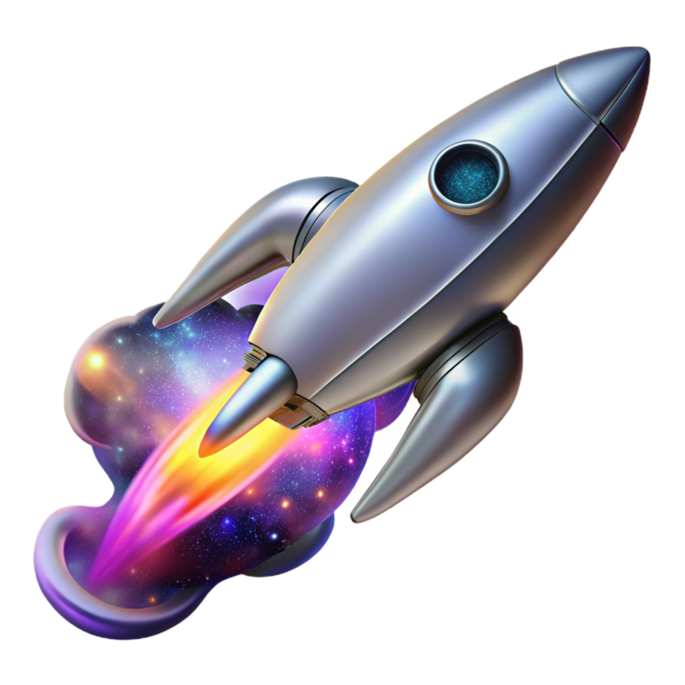 peaceful elegant A sleek, silver spaceship soaring through a nebula, vibrant colors, cosmic dust swirling, digital painting style expertly shot png