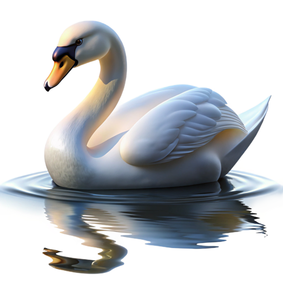 breathtaking reflective impressionist A graceful swan gliding across a calm lake, soft morning light, impressionistic style artisan png