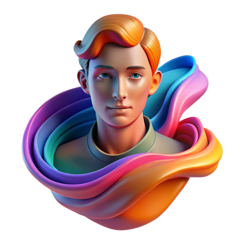 bold serene An abstract portrait composed of flowing lines and vibrant colors, with a dynamic composition and a blurred effect precision png