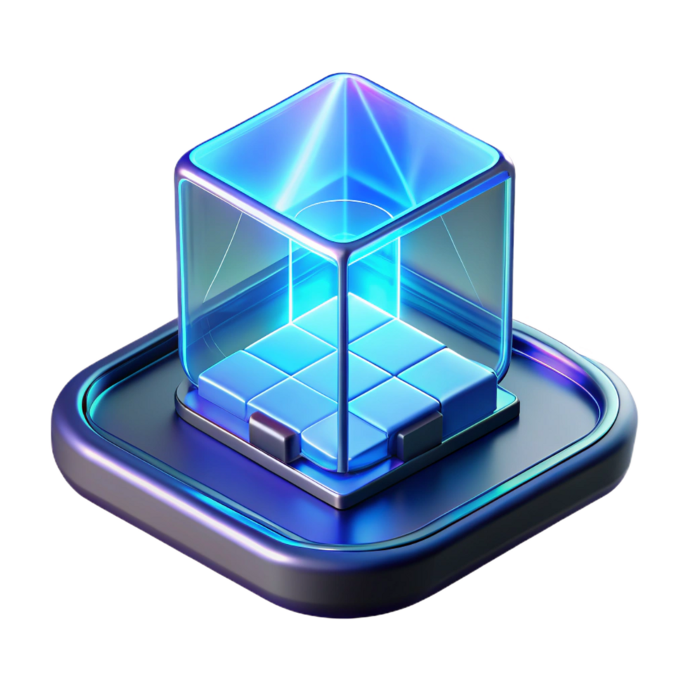passionate captivating A close up of a holographic display, intricate 3D projections, cool blue lighting, futuristic style high quality png