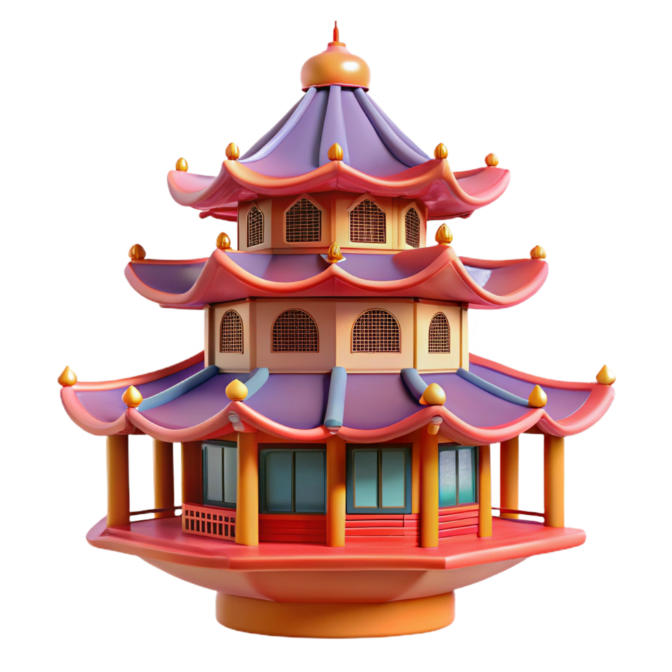 alluring nordic A floating pagoda, intricate details, vibrant colors, serene atmosphere, 4K png