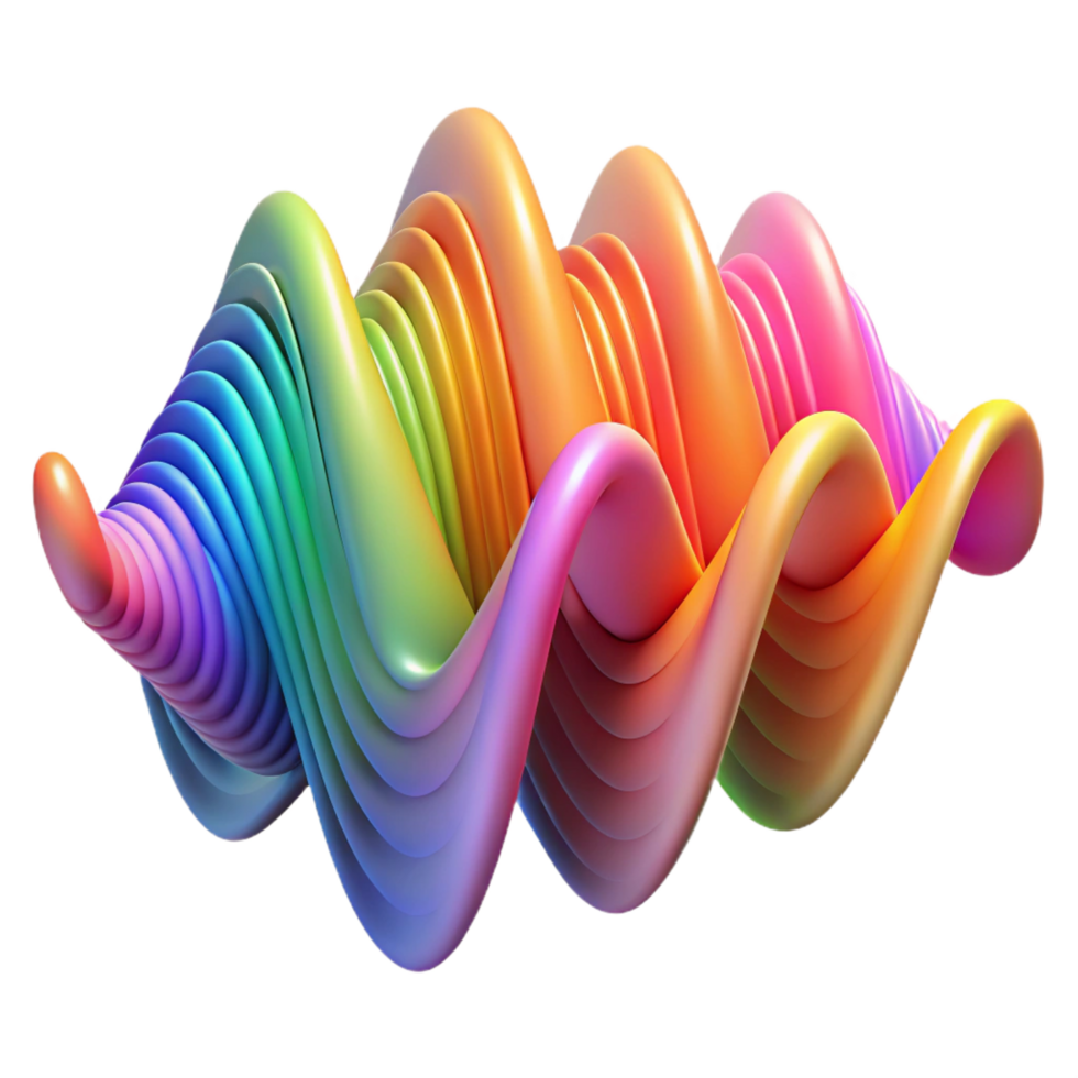 peaceful fascinating An abstract representation of sound waves, visualized as pulsating, colorful lines, with dynamic lighting exclusive png