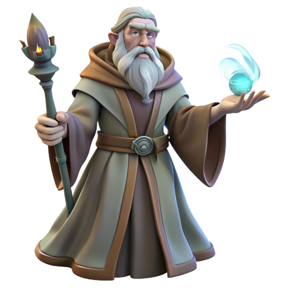 spectacular elegant A wise old druid performing a ritual in a moonlit forest, ethereal light, fantasy art style crisp png
