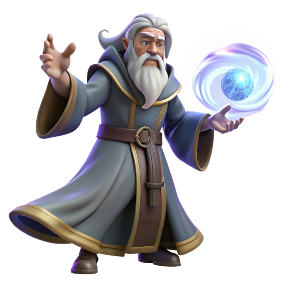 exquisite calm minimalist A wise old wizard casting a spell, swirling magical energy, dramatic lighting, fantasy art fine detail png
