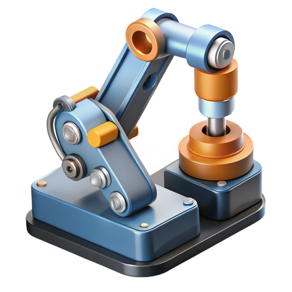 striking dramatic vintage A robotic arm assembling a complex electronic device, close up, factory lighting, industrial style sharp png