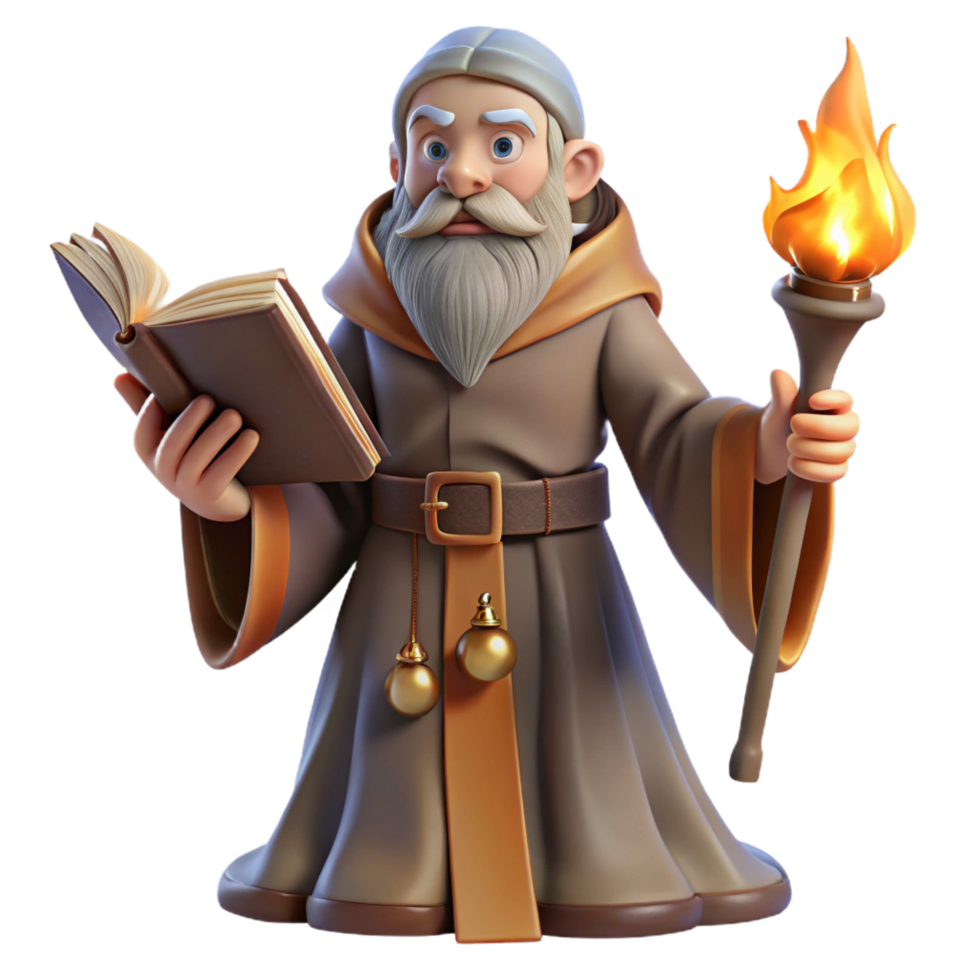 sumptuous inspired A wise old wizard casting a spell in a dusty, forgotten library, warm firelight, classical painting style png