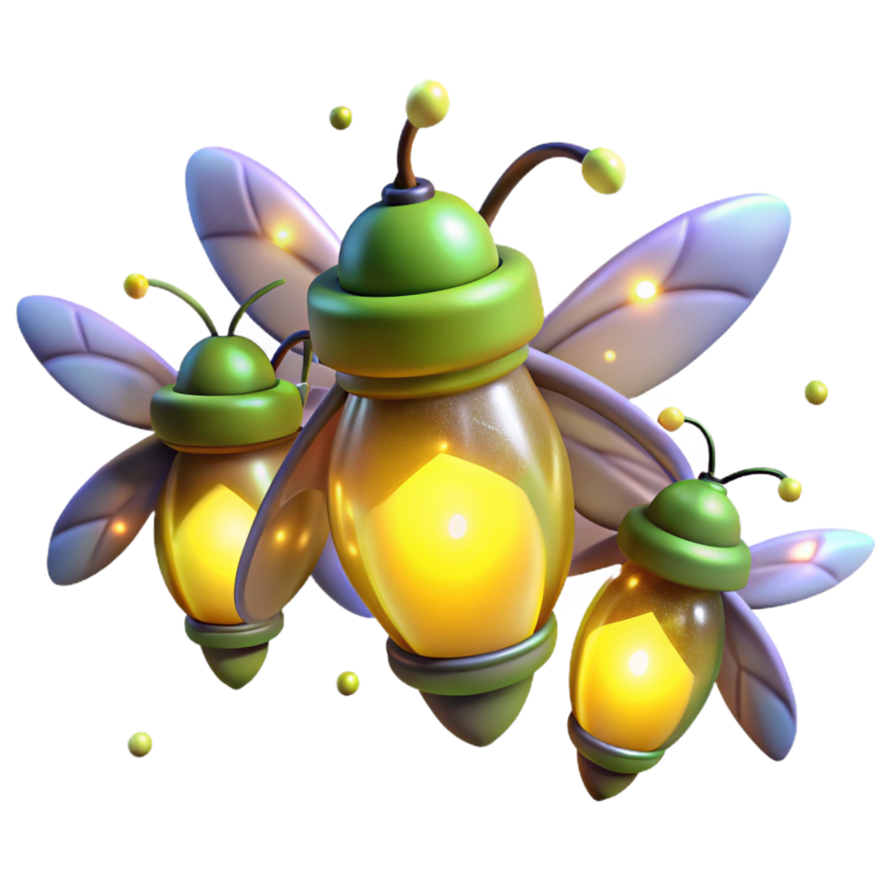 radiant remarkable A group of fireflies glowing in a dark forest, magical and enchanting, fantasy style png