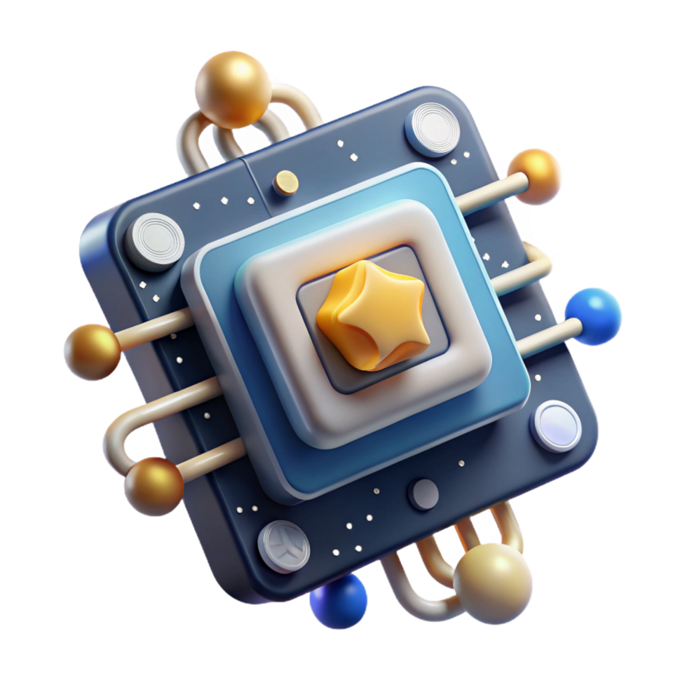 fascinant rare une seul, stylisé circuit planche composant flottant dans espace, complexe détails visible, allumé par une loin étoile, dans une minimaliste, sci Fi style png