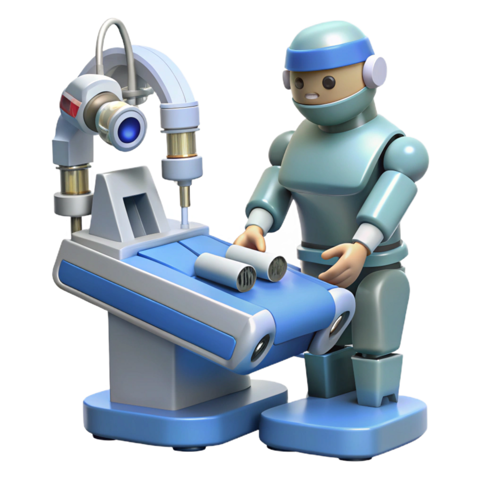 wonderful modern A robotic surgeon performing an operation, intricate details, medical illustration style artisan png
