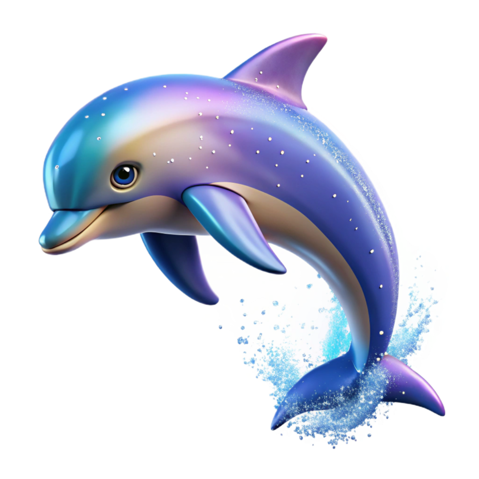 majestic timeless A playful dolphin leaping out of the ocean, sparkling water, vibrant colors png