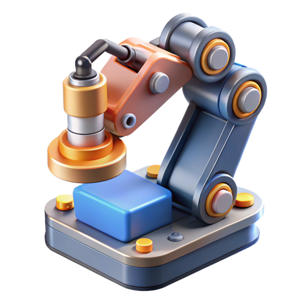 elegant exemplary A robotic arm assembling a complex electronic device, close up, factory lighting, industrial style png