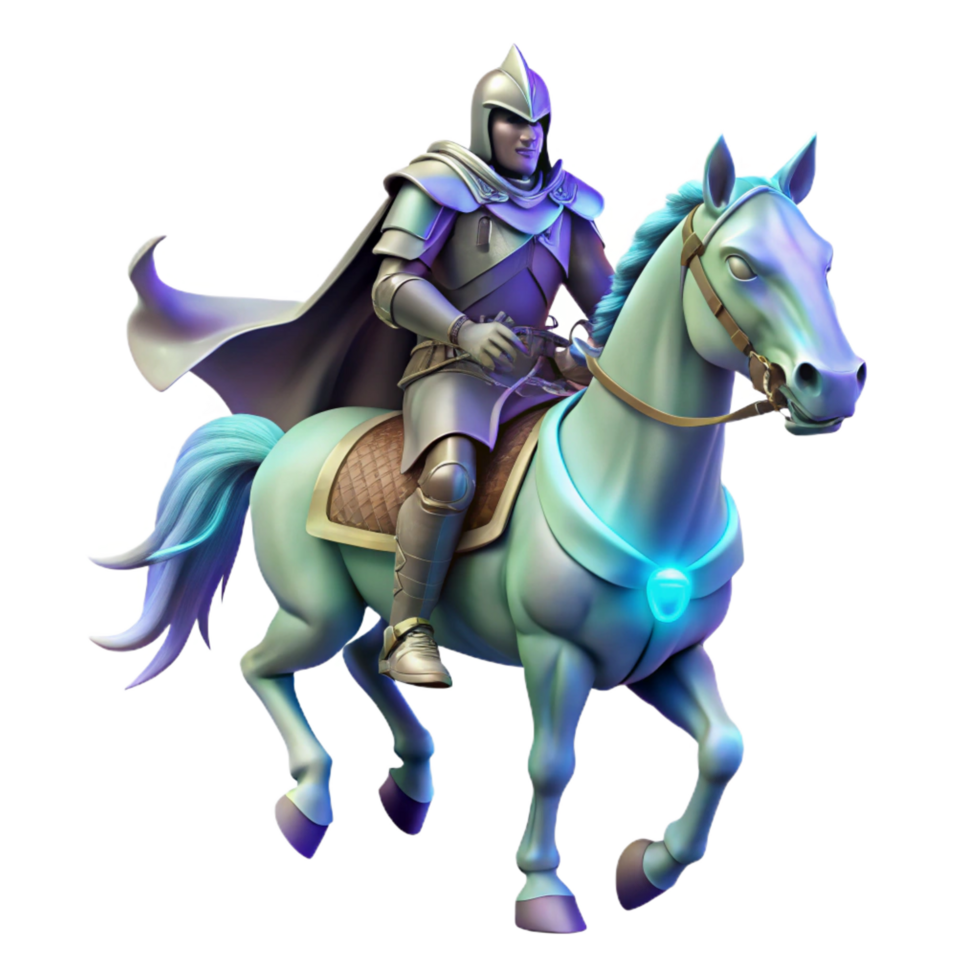 hypnotic rare A spectral knight in shining armor, riding a ghostly steed through a haunted forest, eerie lighting png