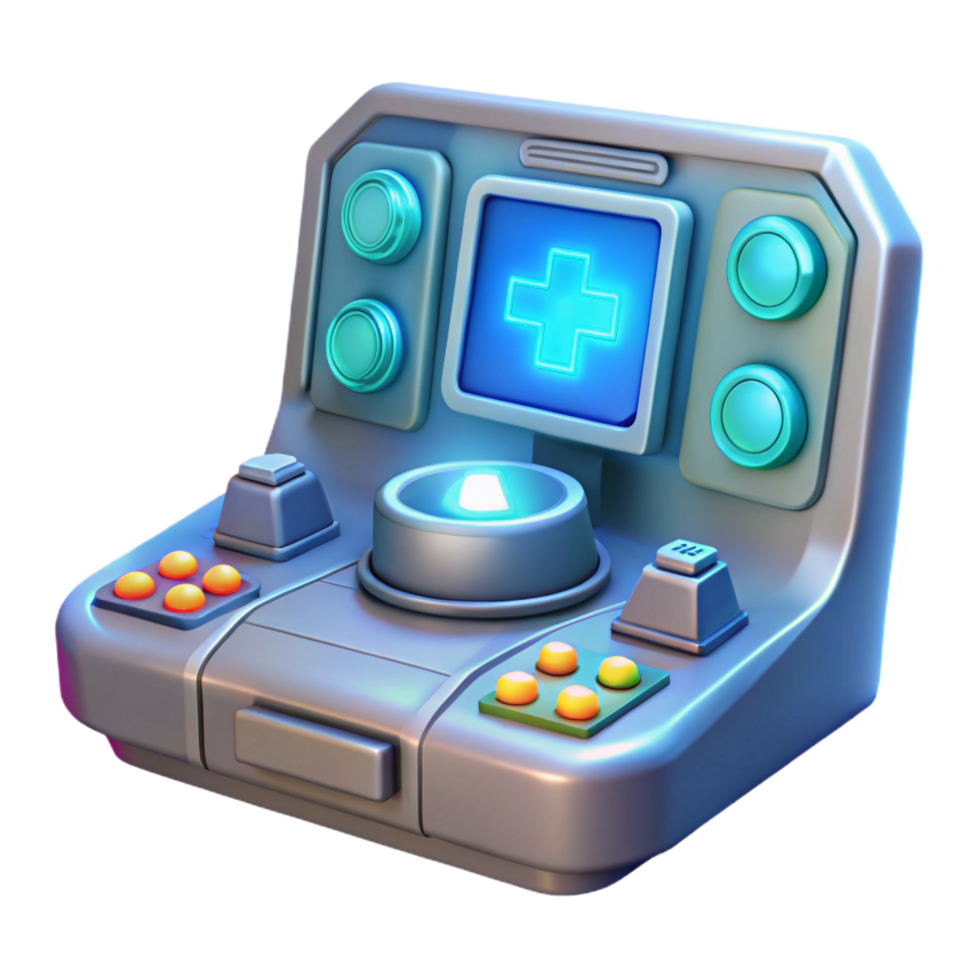 quintessential retro A futuristic control panel with glowing buttons and holographic displays, illuminated by a soft blue light, cyberpunk style detailed png