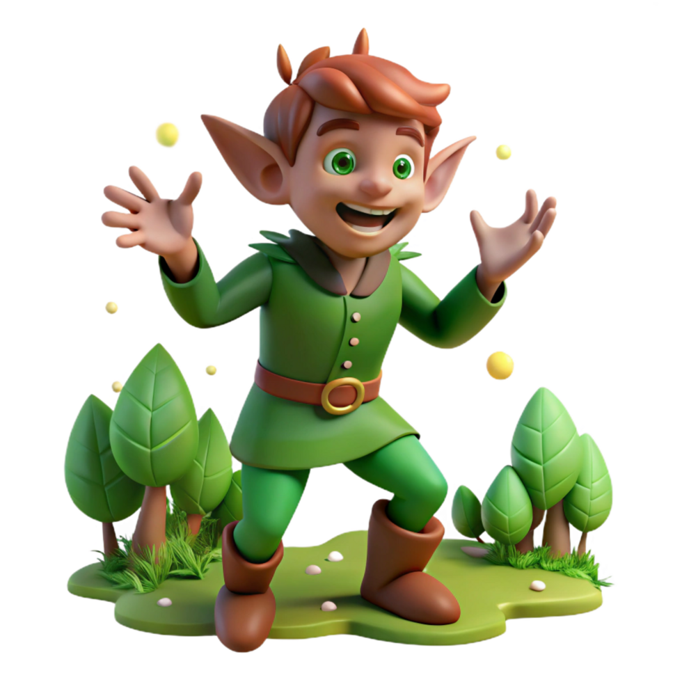 tranquil enchanting A mischievous imp playing tricks in a forest, folklore style, whimsical, dappled lighting, ultra HD png