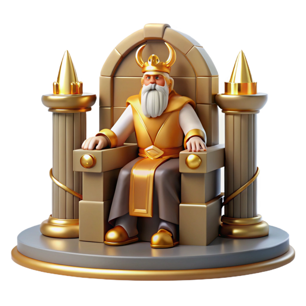 serene futuristic A wise Odin sitting on his throne, grand hall with golden light, Norse Mythology style authentic png