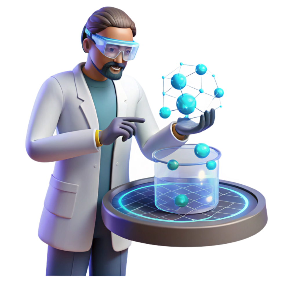 hypnotic tranquil geometric A scientist working in a virtual reality laboratory, manipulating holographic data with their hands, futuristic style top tier png
