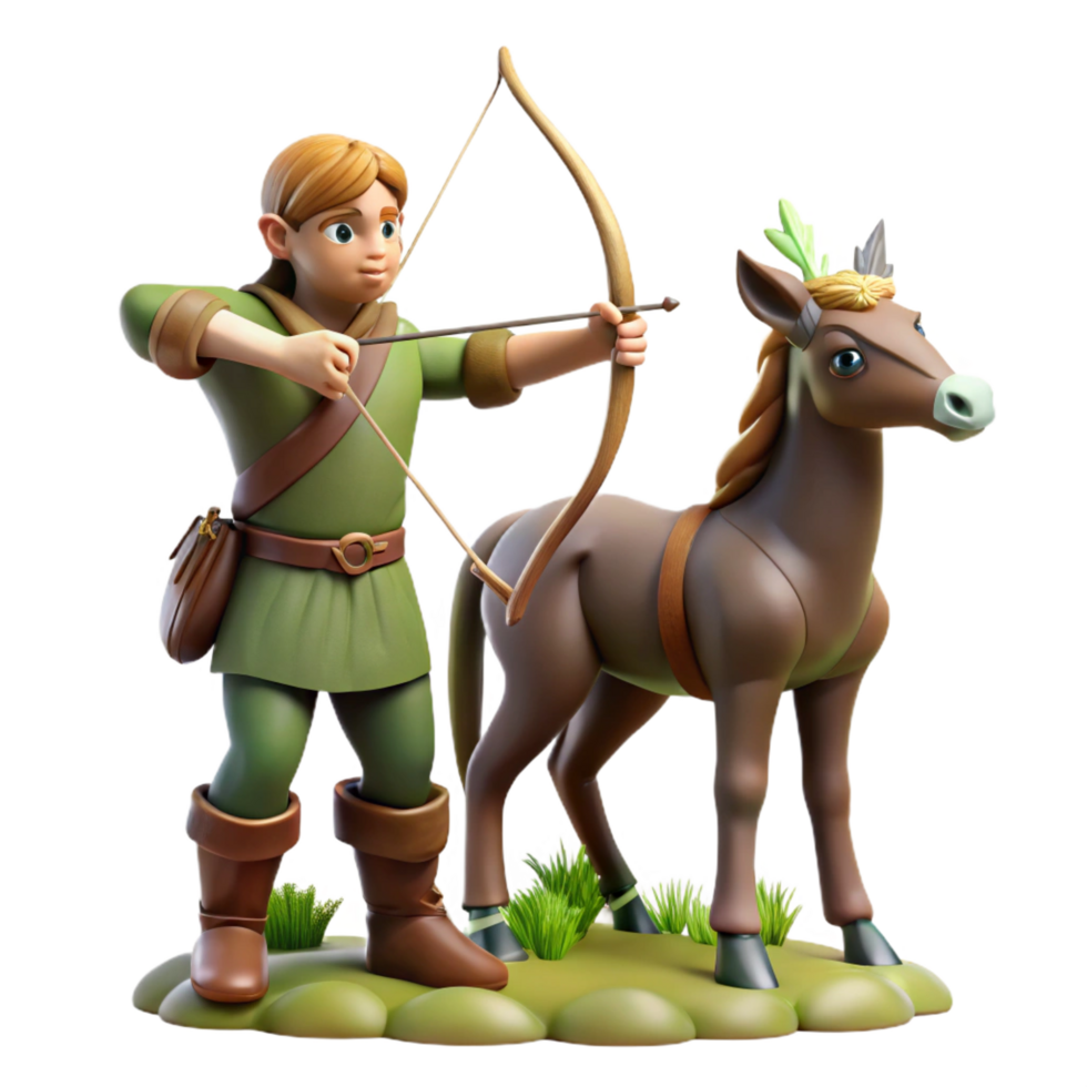 radiant geometric A wise centaur teaching archery to a young elf, forest lighting, classical art style flawless png