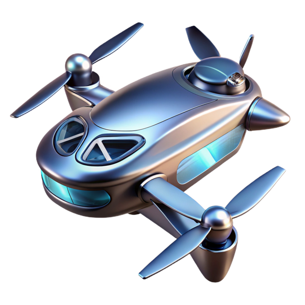 unforgettable rustic A futuristic drone hovering in mid-air, sleek, aerodynamic design, metallic textures, bright sunlight, realistic style sharp png