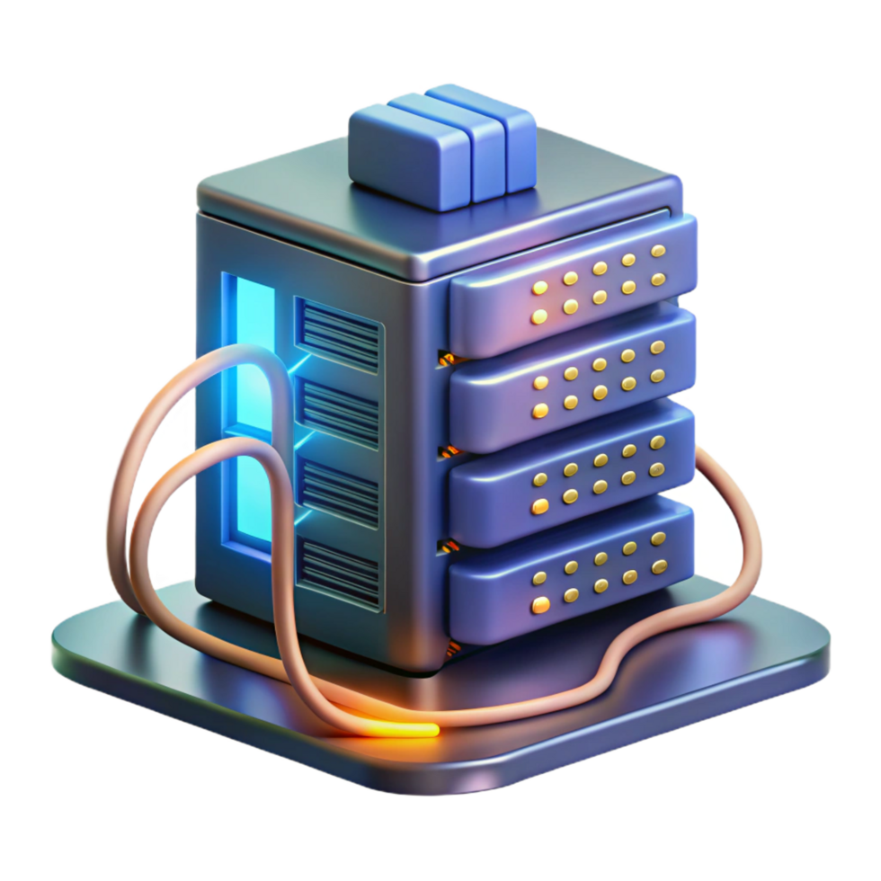 fascinating ethereal bohemian A server rack glowing with activity, cables and wires connecting to various devices, data center setting, realistic style high resolution png