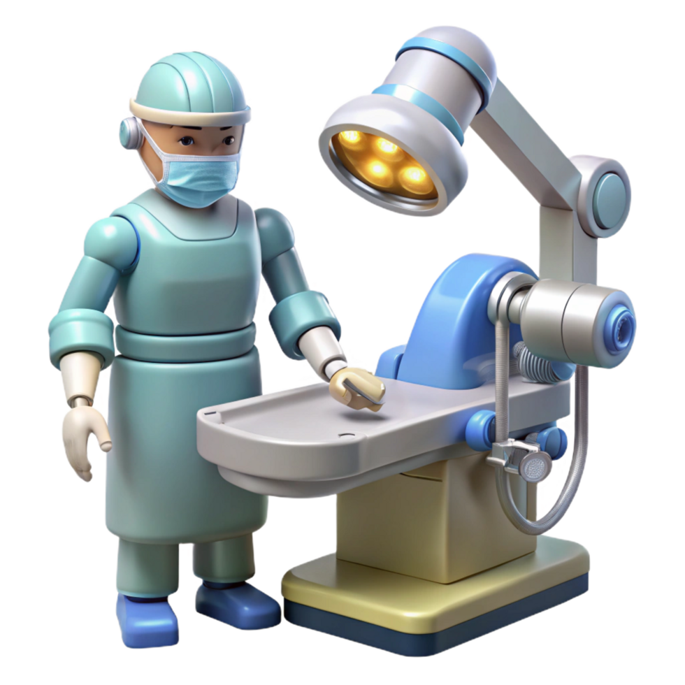 elegant dynamic bohemian A robotic surgeon performing a delicate operation, sterile lighting, medical style ultra HD png