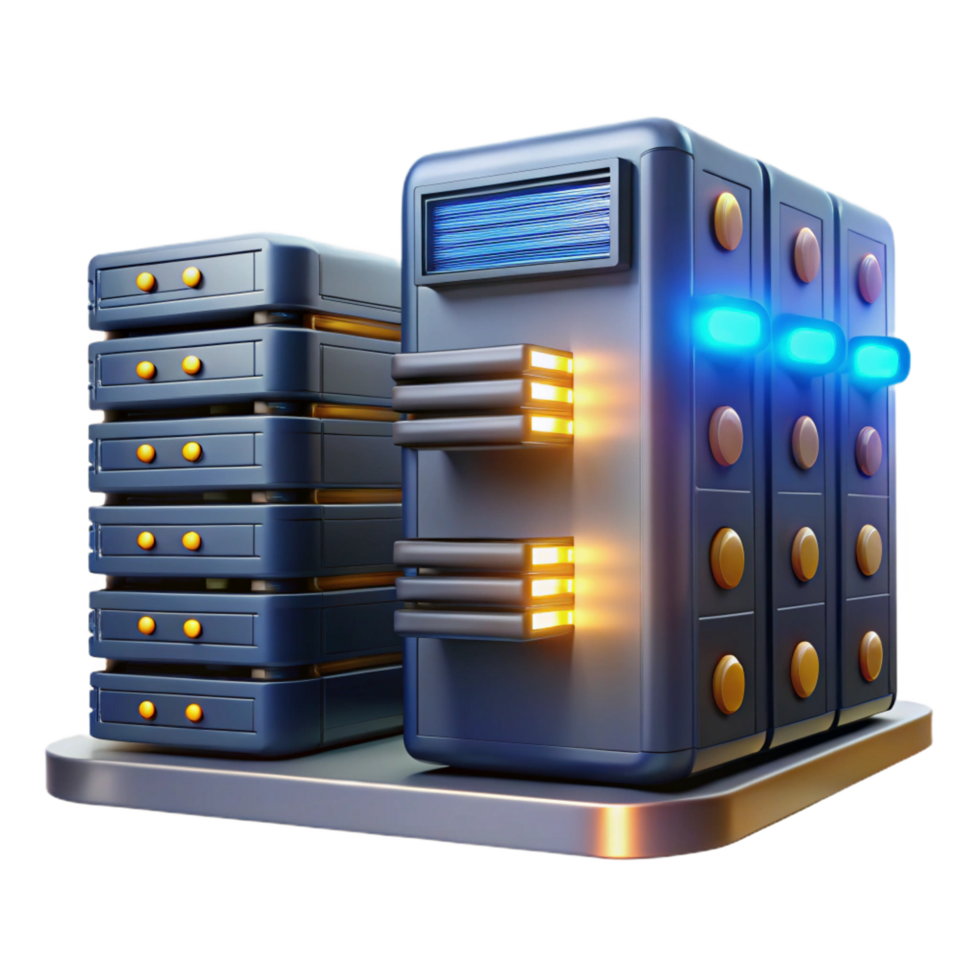 whimsical splendid A server room filled with blinking lights and humming machinery, long exposure capturing the movement of data, industrial style authentic png