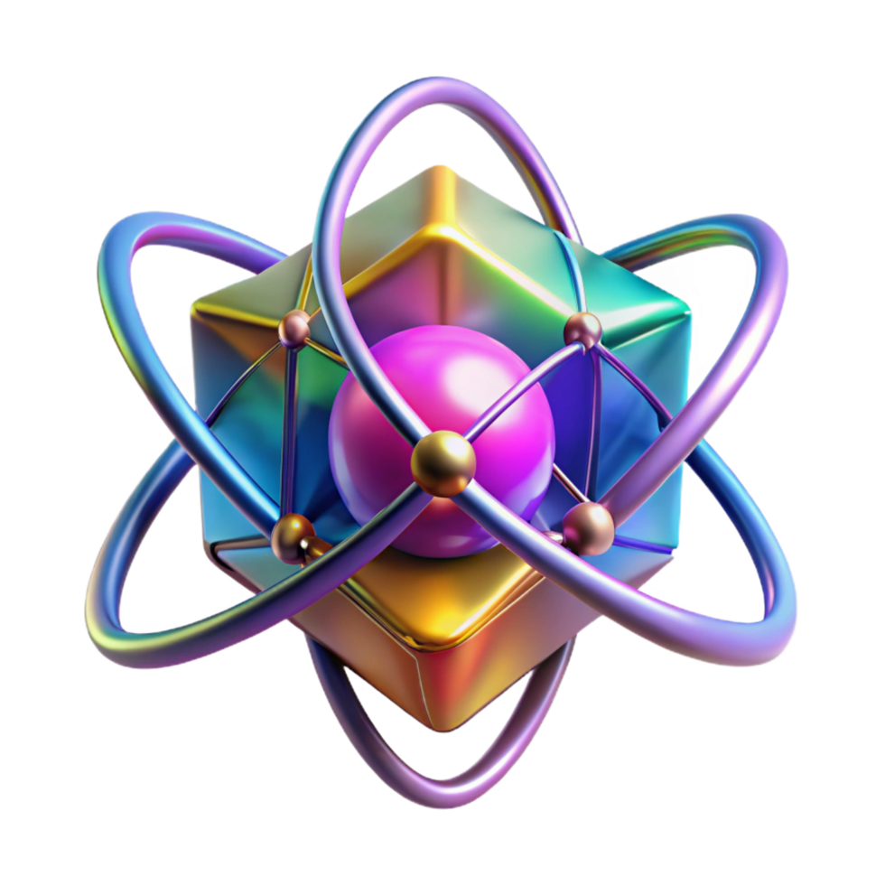 standout urban A quantum computer core, glowing with multicolored energy, complex geometric shapes, abstract art style fine detail png