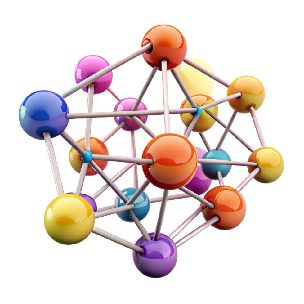 bold captivating A network of interconnected nodes pulsing with data, forming a complex web, lit by dynamic, shifting colors, in an abstract, data visualization style premium png