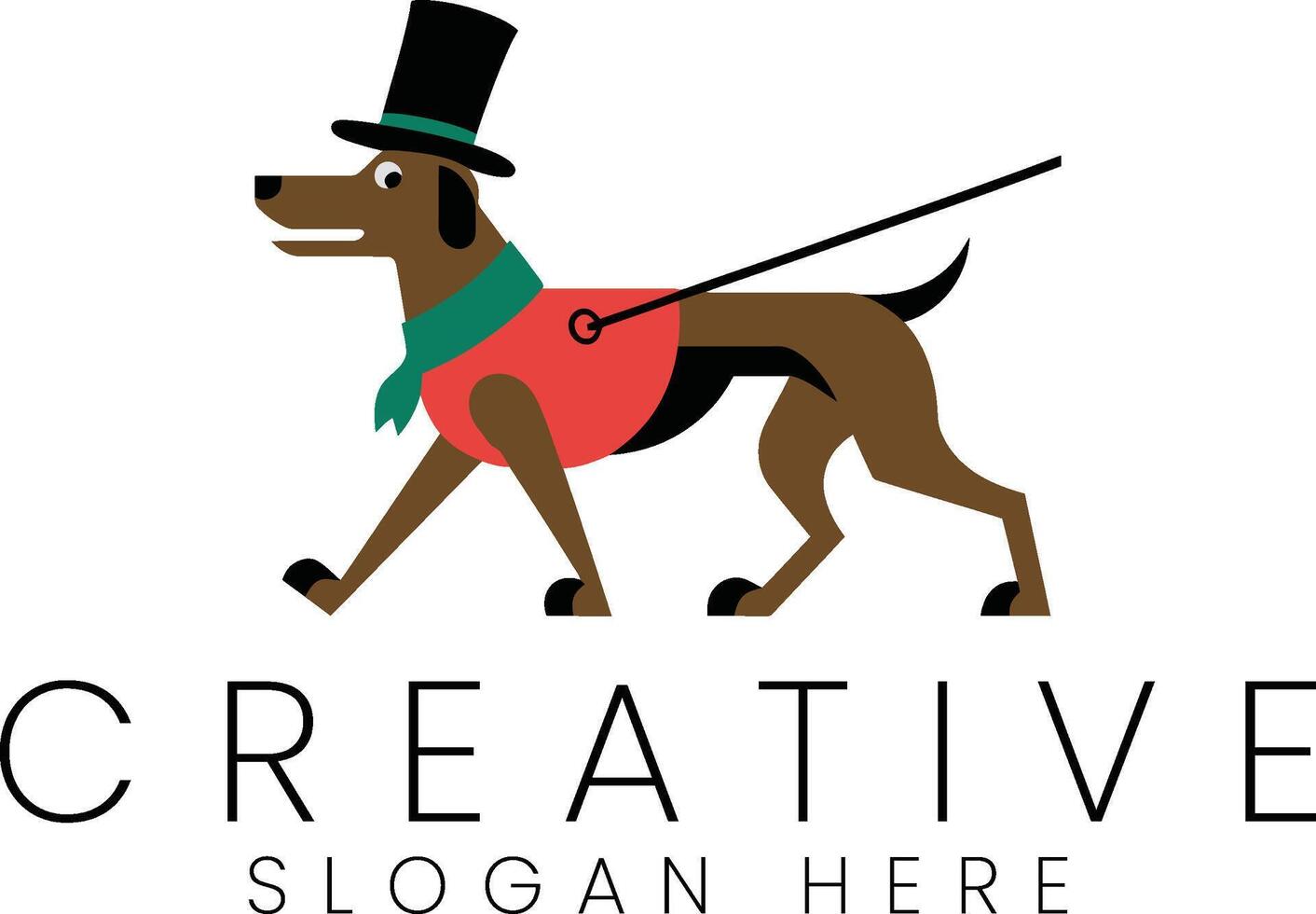 Stylish Dog Walking Logo Design Modern Illustration pet red icon cute coat flat vector