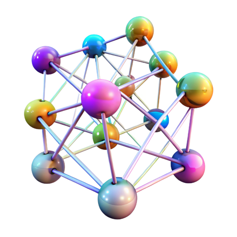 dynamic picturesque A network of interconnected nodes and lines, pulsating with data flow, illuminated by a dynamic, multi-colored light, data visualization style top-tier png