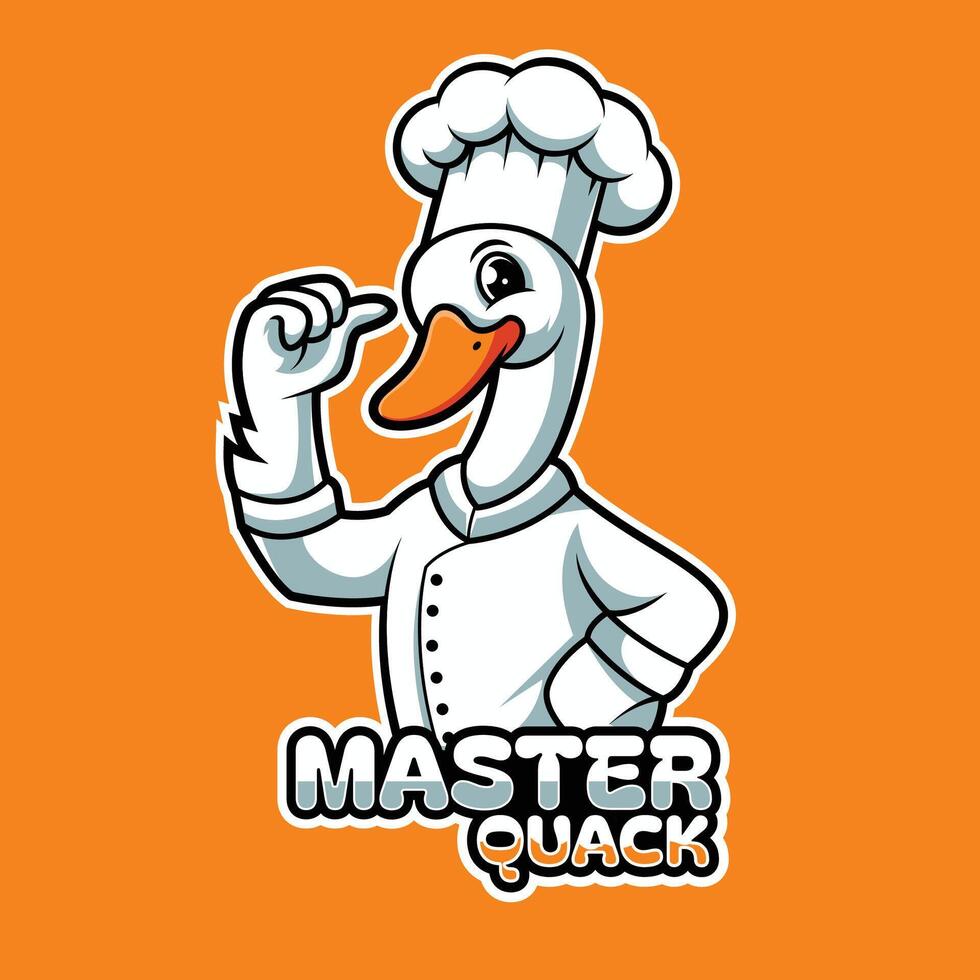 Funny Duck Chef Cartoon Mascot Illustration for Restaurant Branding and Logo Design vector