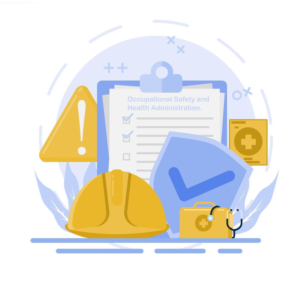 Occupational safety and protection. Occupational safety regulations and employee life insurance coverage from the company. Landing page template. Flat style illustration. vector