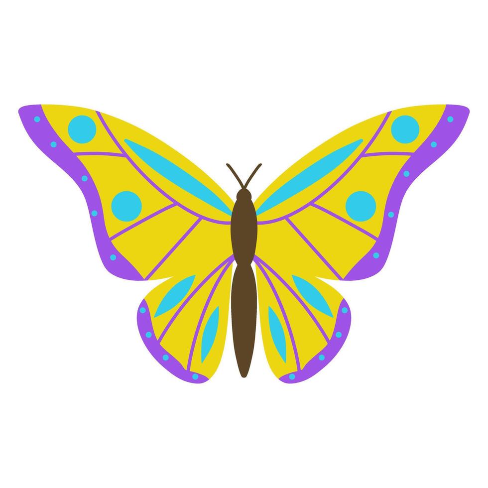 Elegant butterfly illustration, hand drawn yellow butterfly with dots for cards, designs, postcards, icons, etc vector