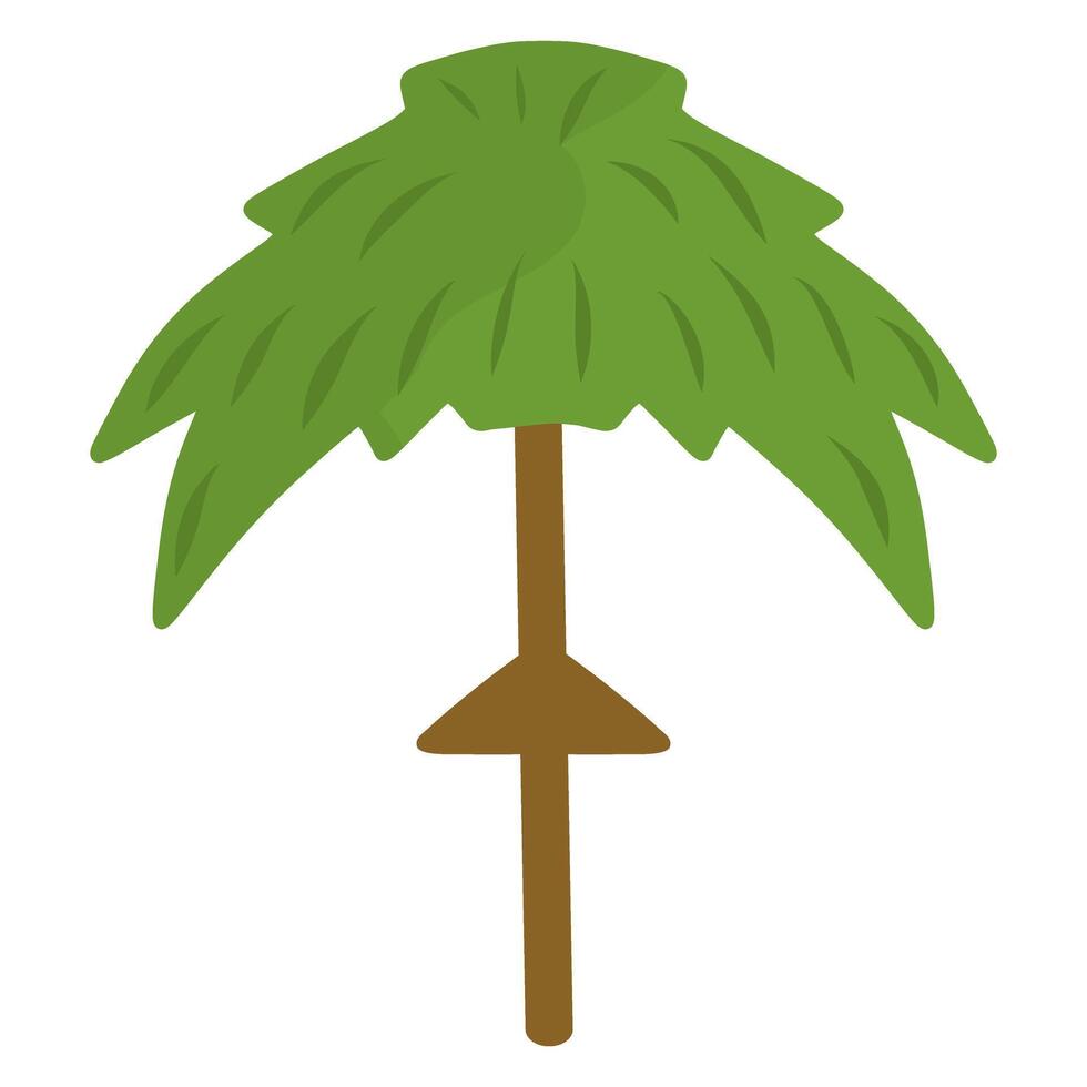 Beach umbrella in the shape of a palm tree illustration, for cards, designs, postcards, icons, etc vector