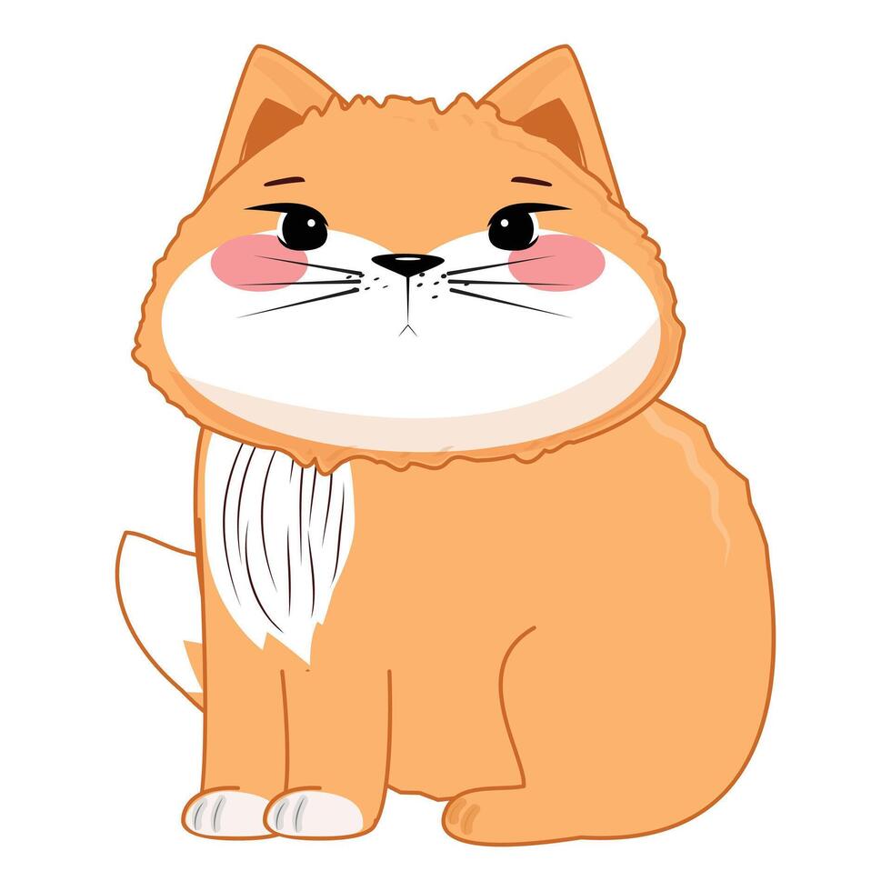 Cute kitten character with big eyes and white paws, perfect for childrens designs and pet decor vector