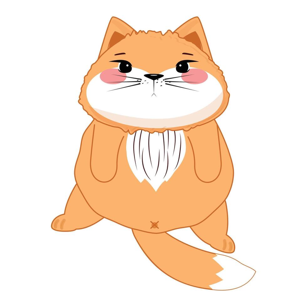 Adorable kitten lying belly up with visible tail hole, funny and sweet animal illustration for kids vector