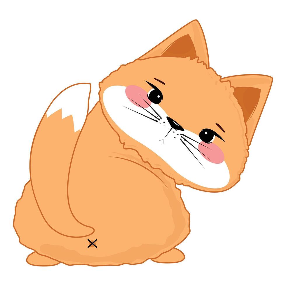 Adorable kitten with big eyes and raised tail, friendly character, perfect for kids designs and decor. vector
