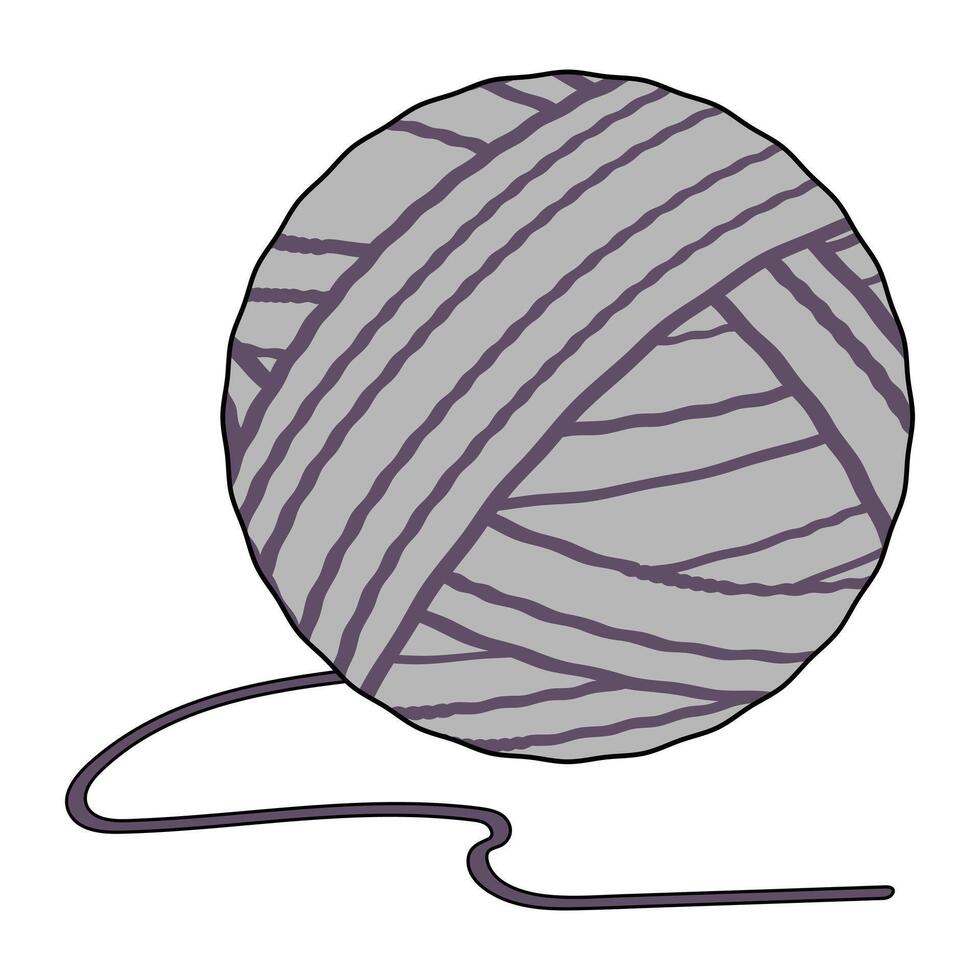 Minimalist yarn ball with thread, isolated on white, ideal for hobby, pet, or DIY themed designs vector