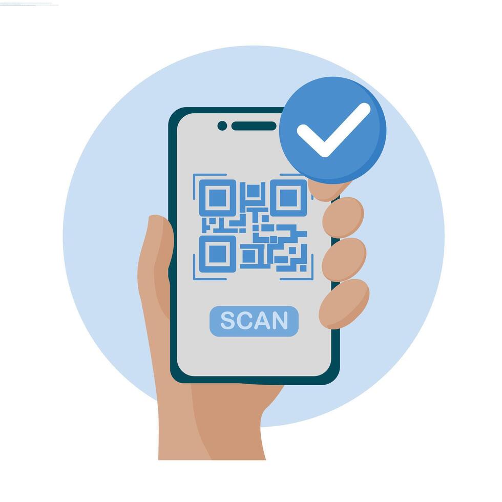QR Code Scanning Illustration Concept, For web landing page, ui, mobile app and flyer, banner. vector