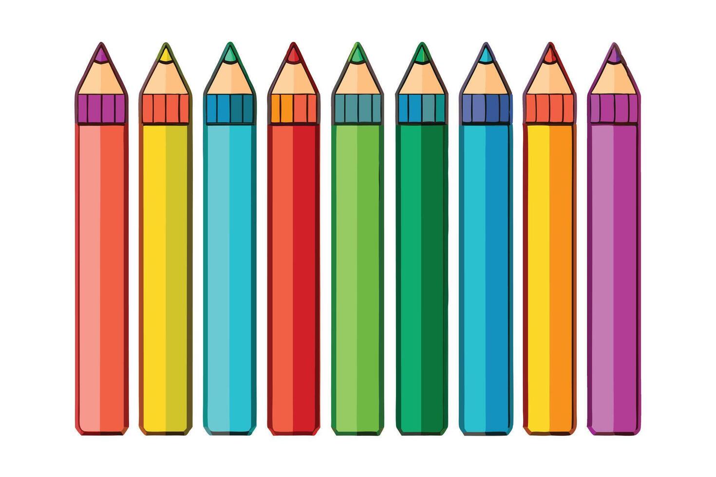 Colorful Crayons Arranged in a Row vector