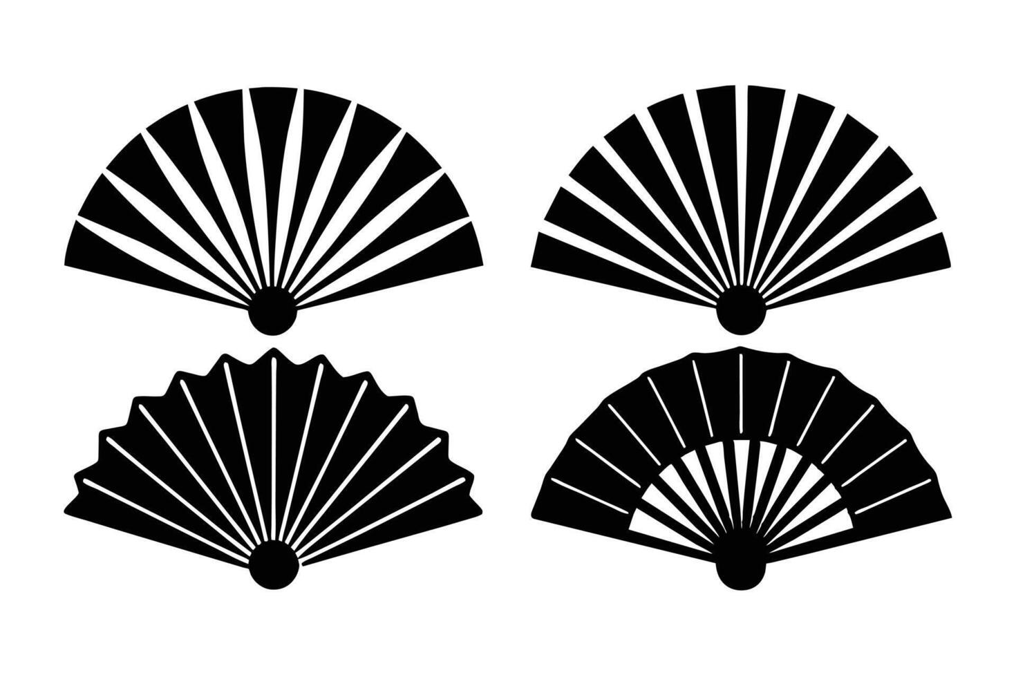 Simple Black and White Fan Silhouettes vector